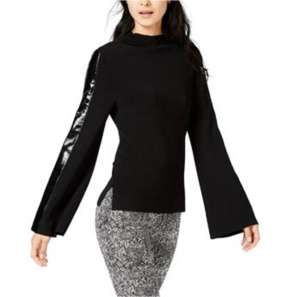 INC Stripe Pullover Sweater Black Sz S NWT